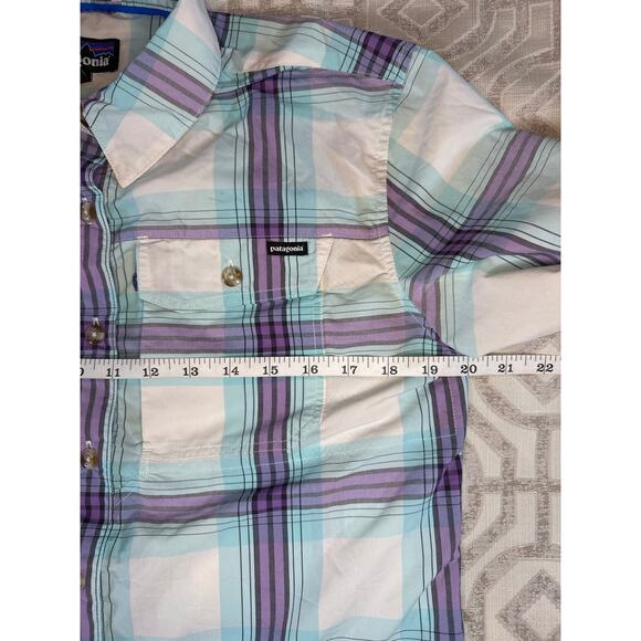 Patagonia Women’s Sun Stretch Plaid Shirt Size S Long Sleeve ButtonUp Hiking Top - Picture 5 of 8